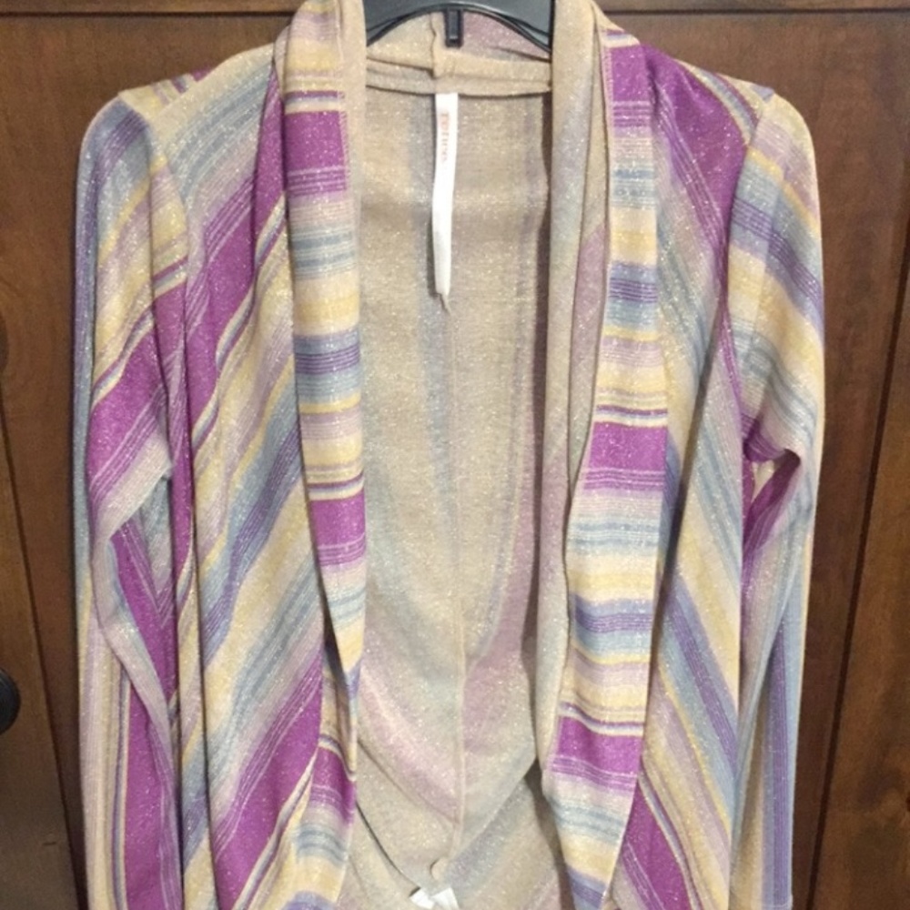 Woman's Strip Color Open Cardigan
